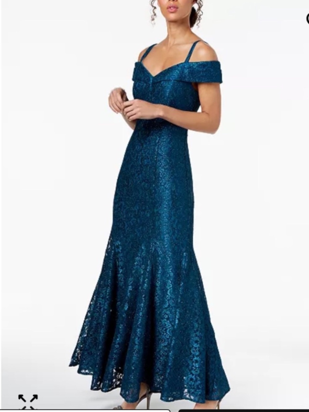 R&M Richard’s Off-The-Shoulder Lace Gown Sz 10 NWT